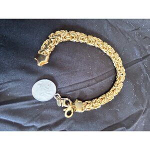 IATOR 925 Italy Bracelet Coin Vermeil Marked 1990 L50 6 1/2" Byzantine Beautiful